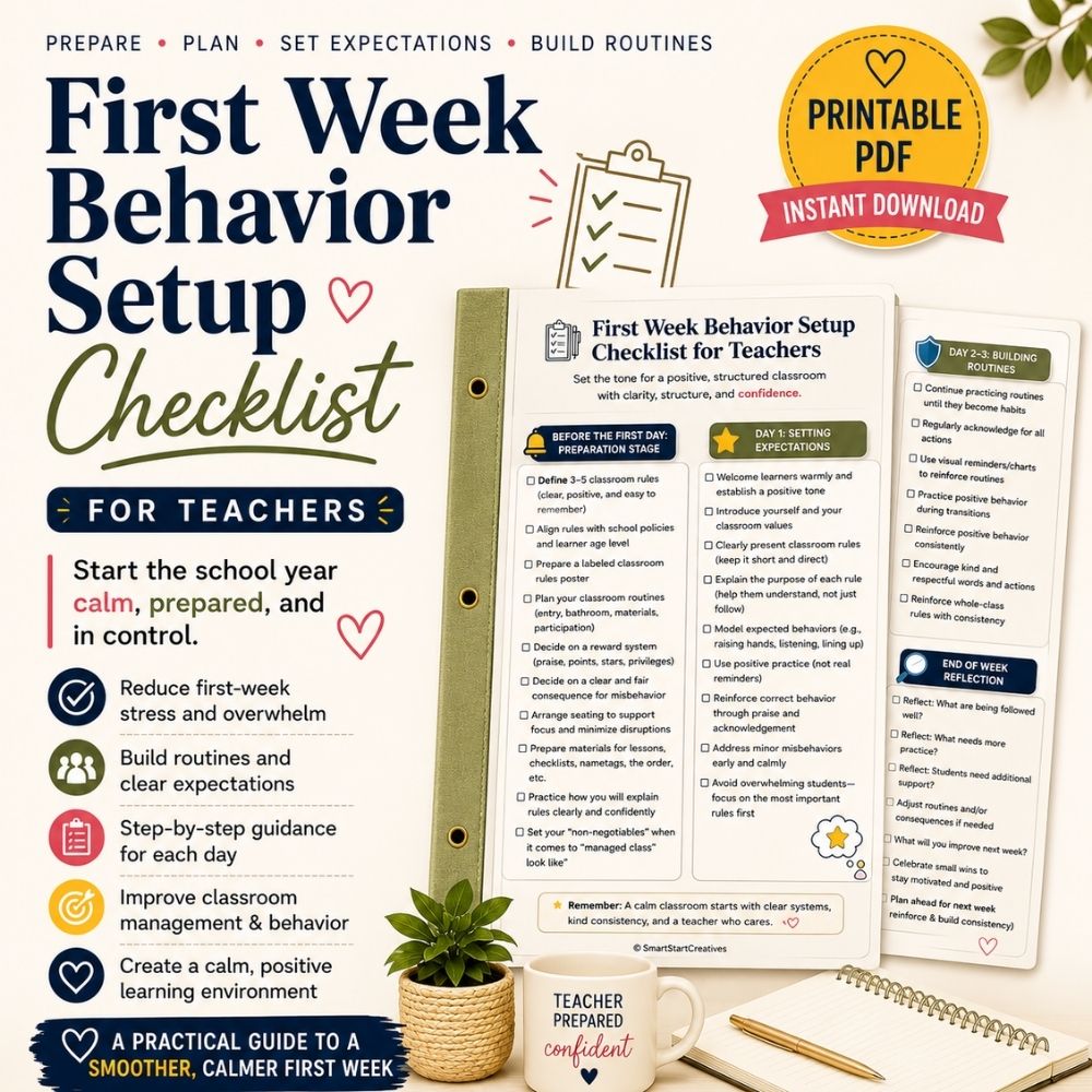First Week Behavior Setup Checklist for teachers
